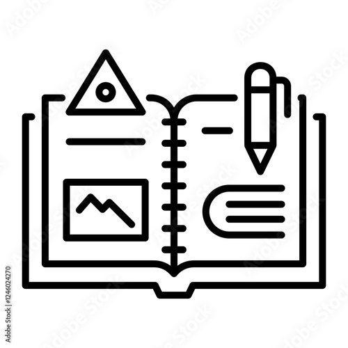 Homework book icon in linear style 