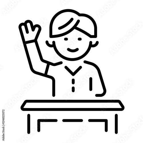 A student raising hand icon in linear style 