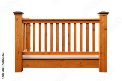 Wooden Railing Structure Isolated on White Background, Ideal for Architectural Design or Home Improvement Projects