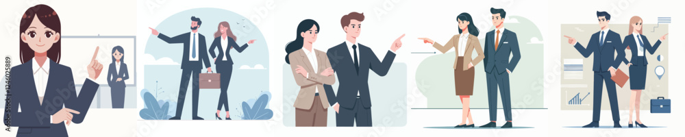 businessman vector set pointing to the side businessman vector set pointing to the side