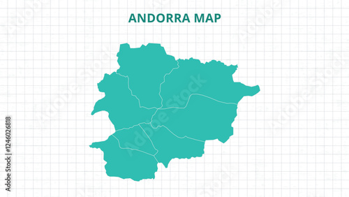 A Map highlighting Andorra Map, Andorra modern map with Grey Color Hi detailed Vector, geographical borders