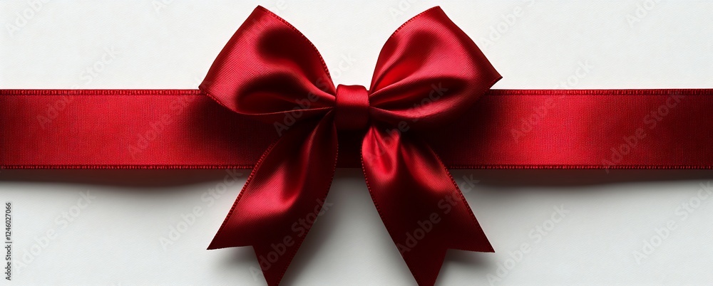 Elegant Red Ribbon Bow on White Background: A Festive Symbol of Celebration and Gift-Giving Elegant Red Ribbon Bow on White Background: A Festive Symbol of Celebration and Gift-Giving