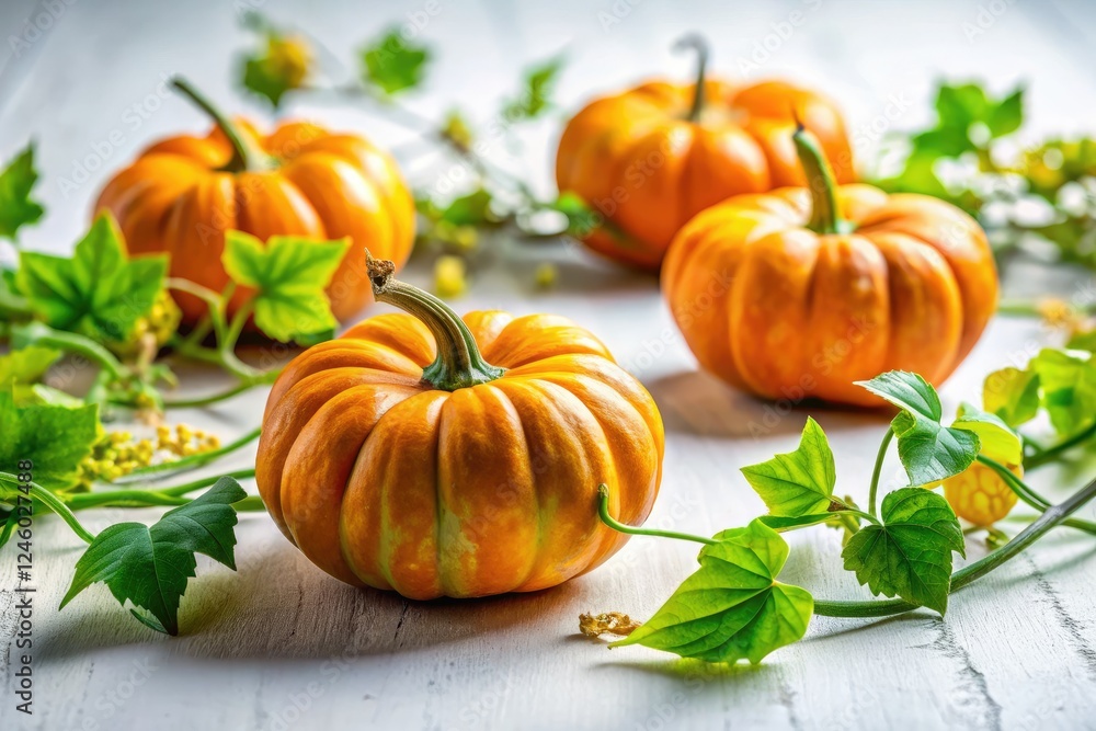 Studio-shot pumpkin vine, pristine white backdrop. Autumn harvest gourd vine, perfect fall and Halloween decor. Studio-shot pumpkin vine, pristine white backdrop. Autumn harvest gourd vine, perfect fall and Halloween decor.