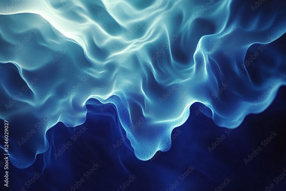 Abstract Flowing Blue Waves With Light Glow Representing Energy and Softness on Dark Background Abstract Flowing Blue Waves With Light Glow Representing Energy and Softness on Dark Background