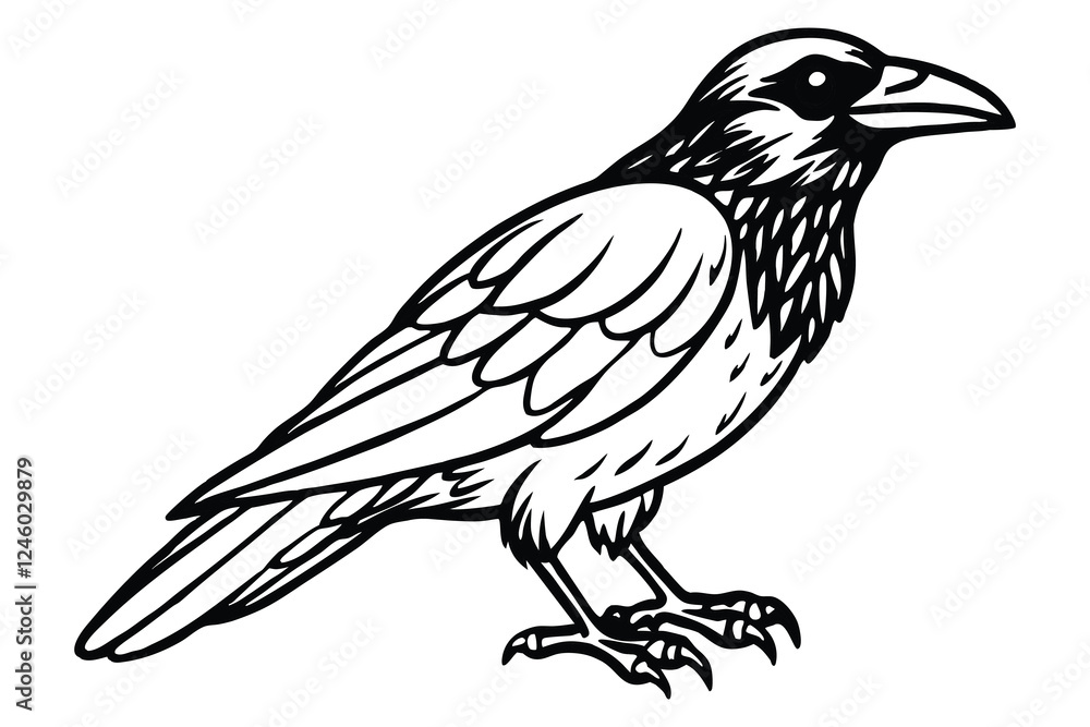 Fototapeta premium Silhouette of crow isolated on a white background