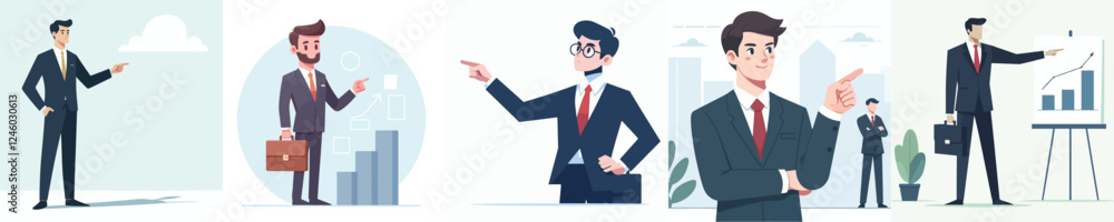 businessman vector set pointing to the side businessman vector set pointing to the side