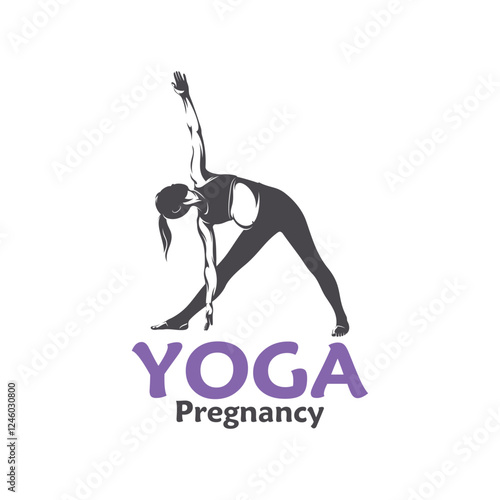 Vector illustration of a pregnant woman doing yoga pose with minimalist and modern design. This image is suitable for use in promotional materials for prenatal yoga classes, maternal health, and etc.