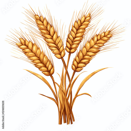 Wheat Ears Icons vector illustration. wheat leaf clipart. Organic wheat icon, bread agriculture. Grains plants and cereal, rye barley and wheat ear spikes Bakery food concept plant isolated on white