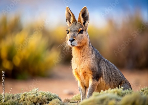 Patagonian Mara in Minimalist Desert Landscape - Wildlife Stock Photo photo