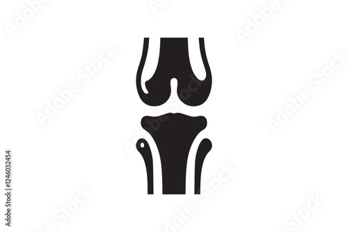 knee joint bone vector silhouette isolated in white background