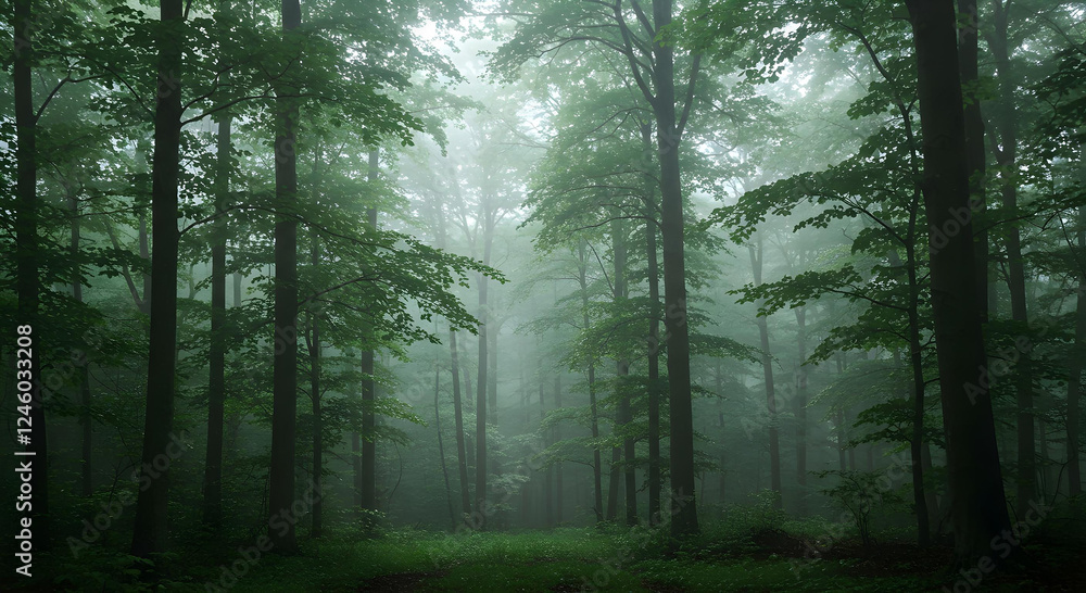 Fototapeta premium fog in forest nature 1