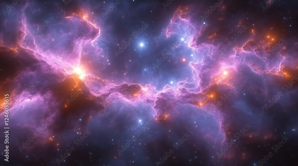 Obraz premium Cosmic Nebula Swirls Of Purple And Orange Hues