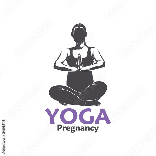 Vector illustration of a pregnant woman doing yoga pose with minimalist and modern design. This image is suitable for use in promotional materials for prenatal yoga classes, maternal health, and etc.