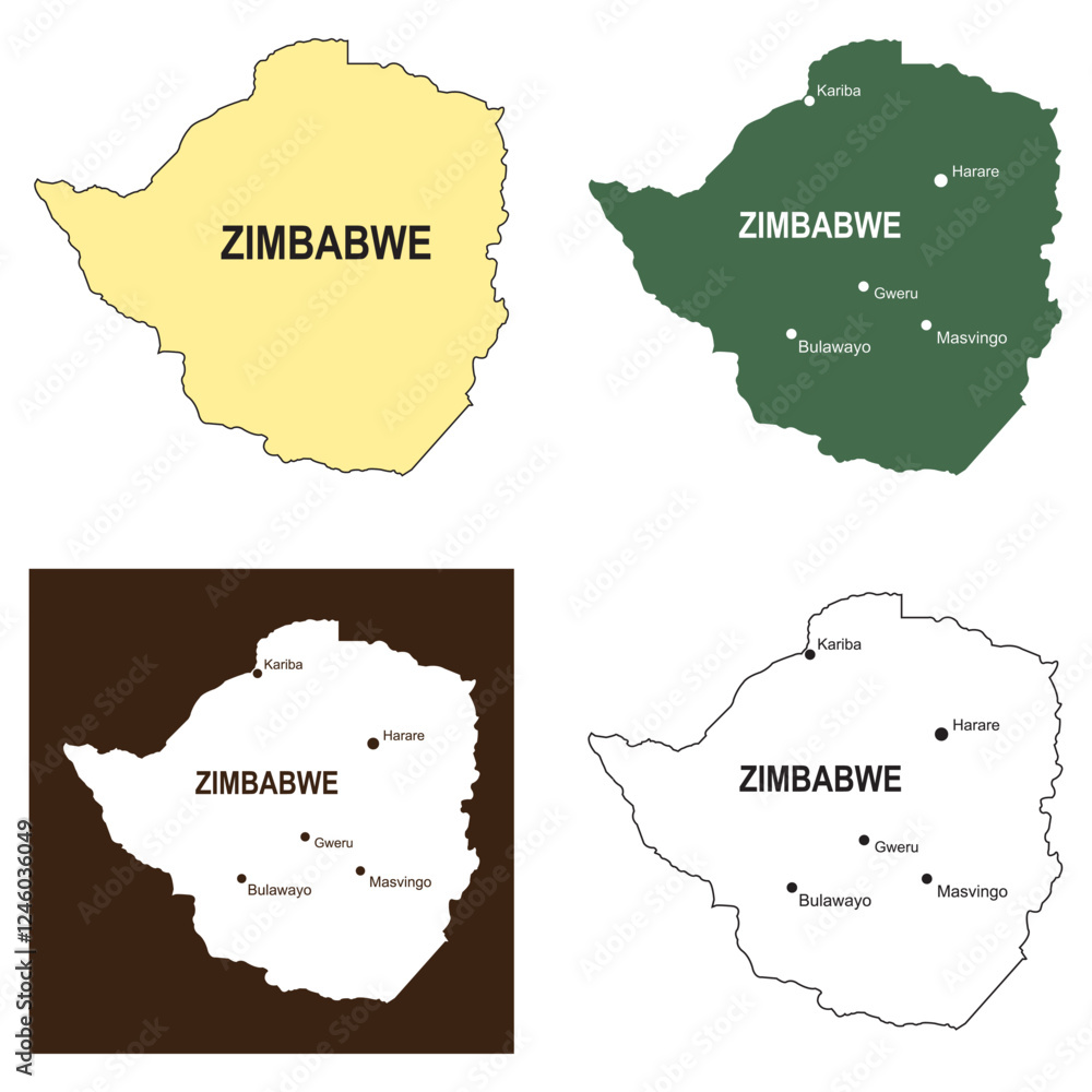 Naklejka premium Zimbabwe country map