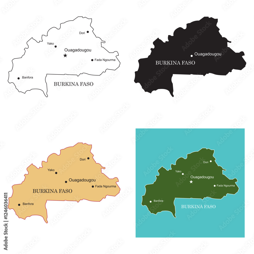 Obraz premium Burkina Faso region map