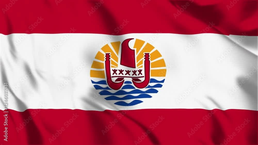 French Polynesia flag waving in the wind, creative design representing Independence Day French Polynesia flag waving in the wind, creative design representing Independence Day