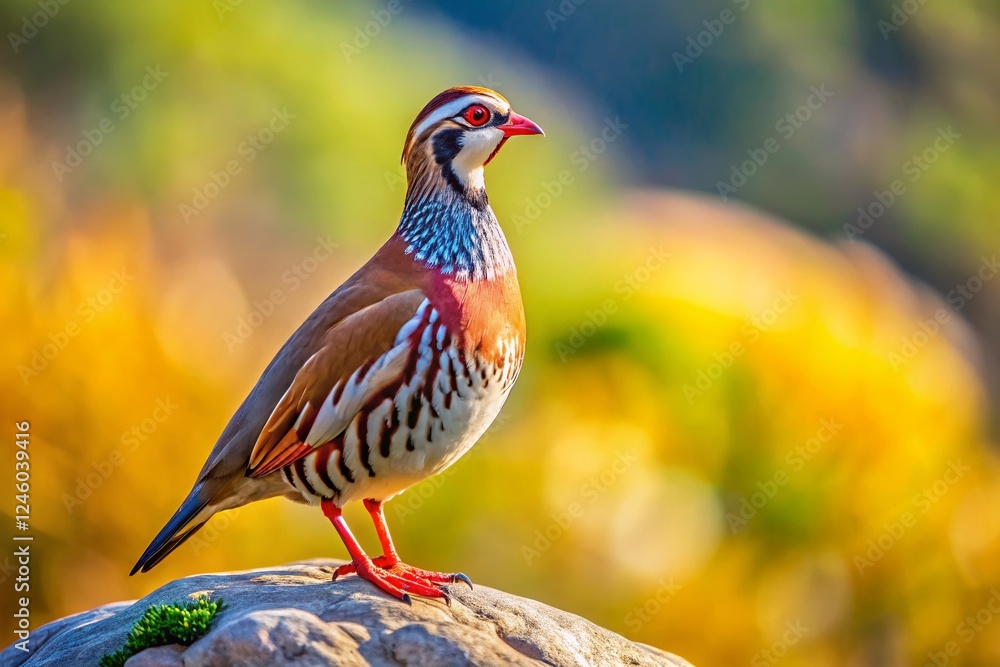 Red-Legged Partridge in Natural Habitat, Wild Bird Photography, Copy Space Red-Legged Partridge in Natural Habitat, Wild Bird Photography, Copy Space