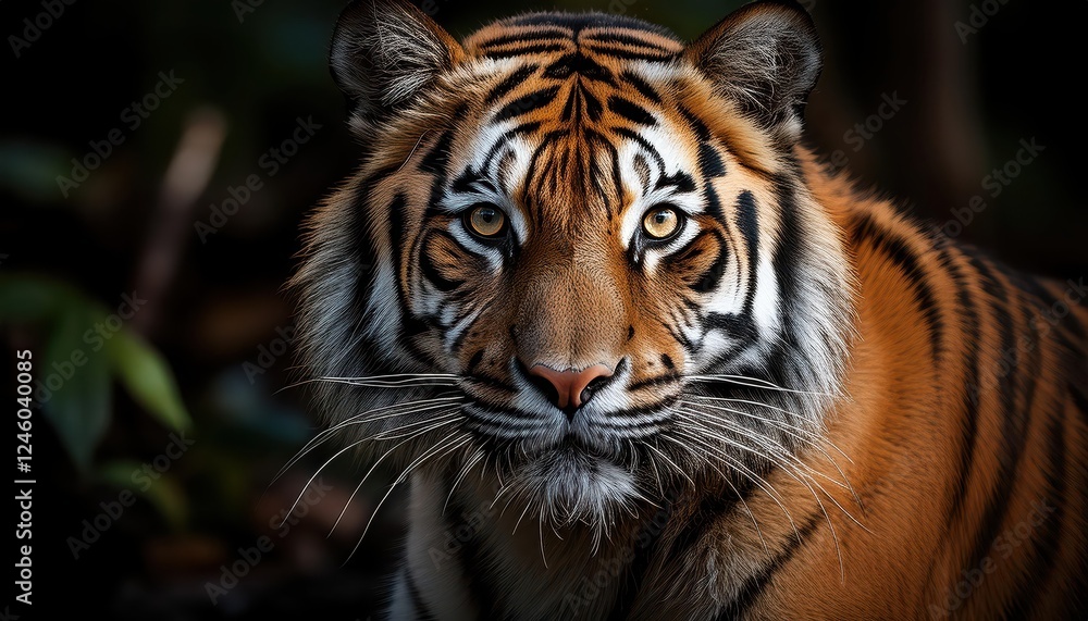 Striking Bengal Tiger Encounter in a Lush Indian Jungle at Dusk, Showcasing Majestic Power and Vivid Orange Fur, Captured on January th, . Striking Bengal Tiger Encounter in a Lush Indian Jungle at Dusk, Showcasing Majestic Power and Vivid Orange Fur, Captured on January th, .