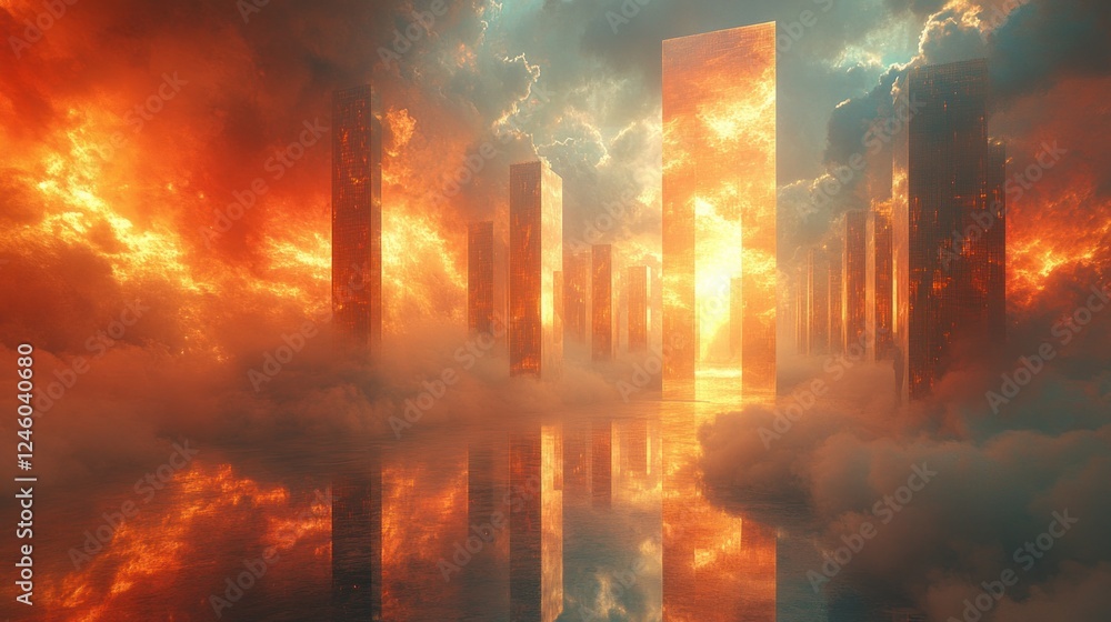 Fototapeta premium Skyscraper Reflections in Minimalist Design