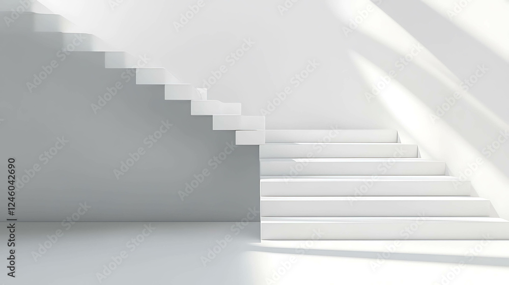 A clean and modern staircase in a minimalist home. A clean and modern staircase in a minimalist home.