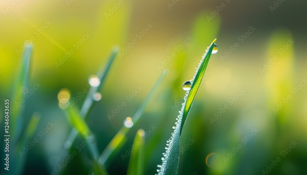 Fototapeta premium Vibrant Green Grass Macro Shot