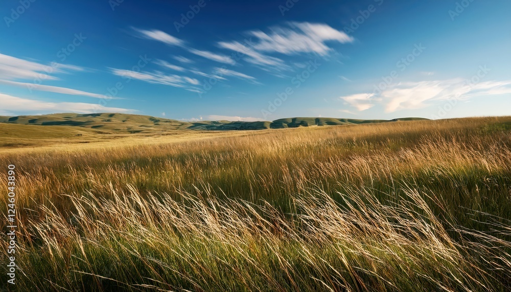 Tranquil Prairie Sunset Vast Sky and Swaying Tall Grasses Bathed in Soft Golden Light, Capturing the Serene Beauty of an Unspoiled American Landscape. Tranquil Prairie Sunset Vast Sky and Swaying Tall Grasses Bathed in Soft Golden Light, Capturing the Serene Beauty of an Unspoiled American Landscape.
