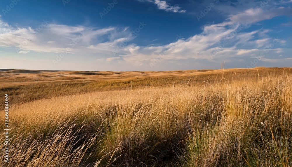 Tranquil Prairie Majestic Tall Grasses Dance under a Vast, Clear Sky at Dusk, Capturing Serene Beauty in the Heartland Tranquil Prairie Majestic Tall Grasses Dance under a Vast, Clear Sky at Dusk, Capturing Serene Beauty in the Heartland