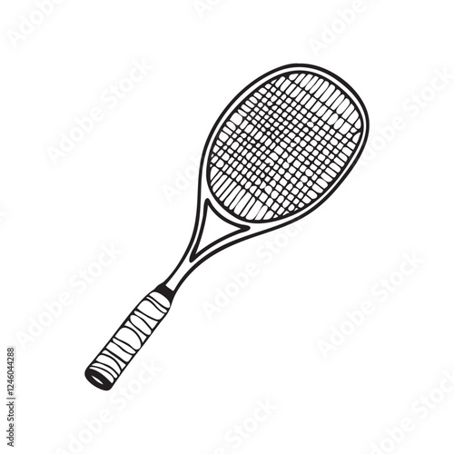 Tennis racket line art for coloring book vector