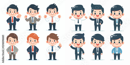 happy standing businessman avatar vector set