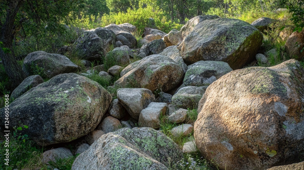 Massive Rocks in a Lush Forest Landscape Massive Rocks in a Lush Forest Landscape