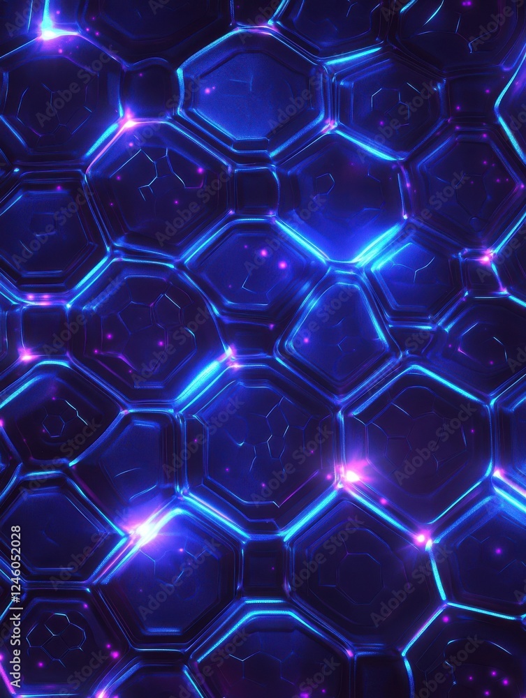 Abstract technology connect concept blue geometric hexagons pattern with glowing light on dark background. Medical, tech or science design. Vector illustration Abstract technology connect concept blue geometric hexagons pattern with glowing light on dark background. Medical, tech or science design. Vector illustration