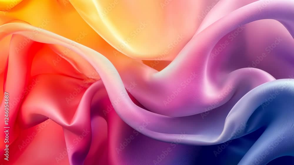 Colorful fabric waves in dynamic flow with vibrant hues and graceful motion Colorful fabric waves in dynamic flow with vibrant hues and graceful motion