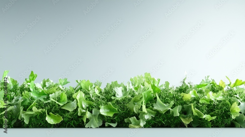 Obraz premium Lush green foliage border, minimalist background, nature backdrop, website design