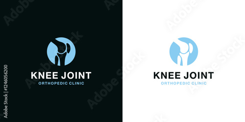 Knee Joint Bone Logo Design Template. Knee Care Logo Vector. Health Joint Logo Symbol Icon.