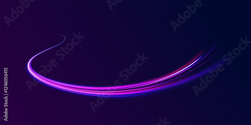 Colorful Light Trails, Long Time Exposure Motion Blur Effect. Abstract fire flare trace lens flares acceleration speed motion on night road. Acceleration speed motion on night road.