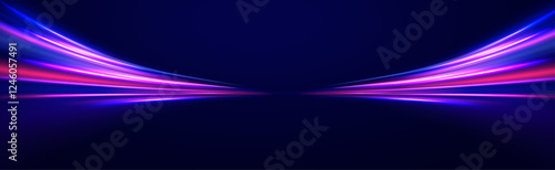 Vector glowing lines air flow effect. Speed connection background. Expressway, car headlight effect. Speed connection vector background. Png, line, blur, beam, ray, abstract, energy, pack, effect.