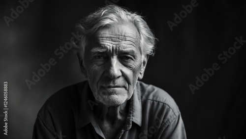 Portrait of an Elderly Man in Black and White

