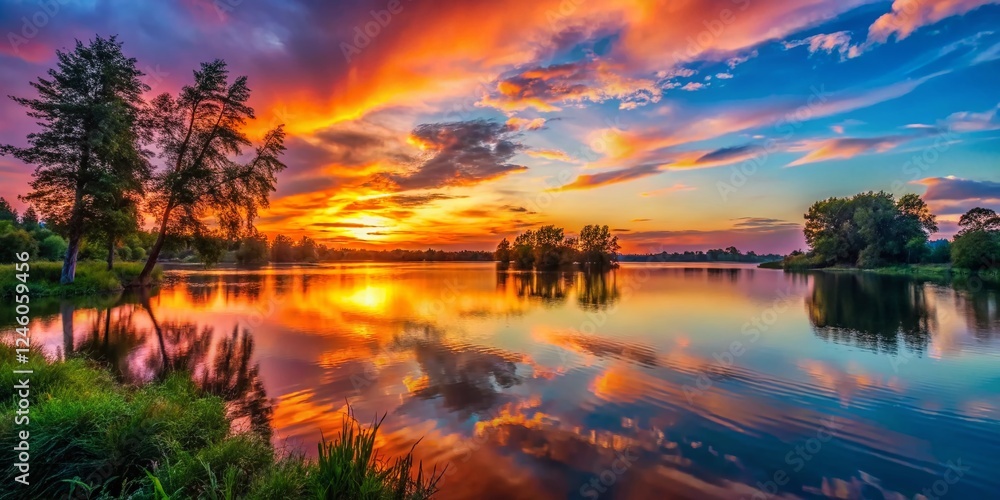 Serene Sunset Silhouette: Golden Hour Landscape Photography Serene Sunset Silhouette: Golden Hour Landscape Photography