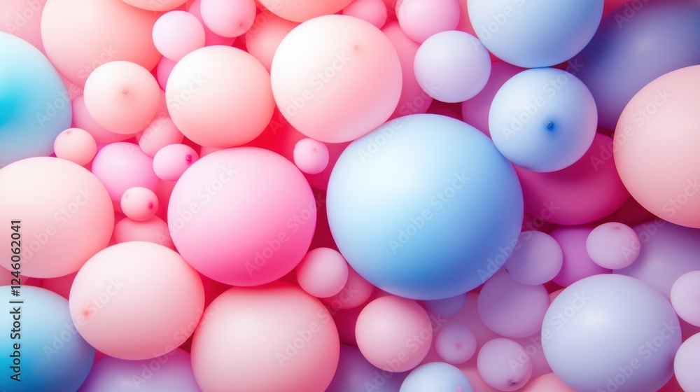 Soft Pastel Spheres in Various Sizes and Shades on Colorful Background Soft Pastel Spheres in Various Sizes and Shades on Colorful Background