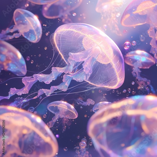 Iridescent Jellyfish in the Ocean