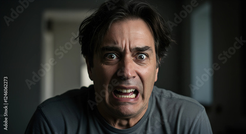 A person feeling fear, highlighting the expression of anxiety and dread.