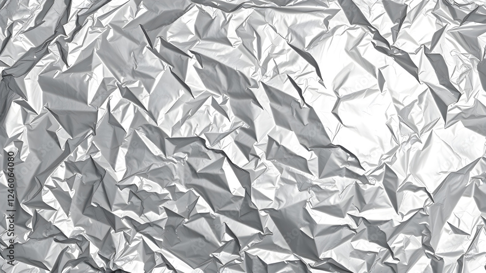 Crumpled silver foil as background, top view. Generative AI Crumpled silver foil as background, top view. Generative AI
