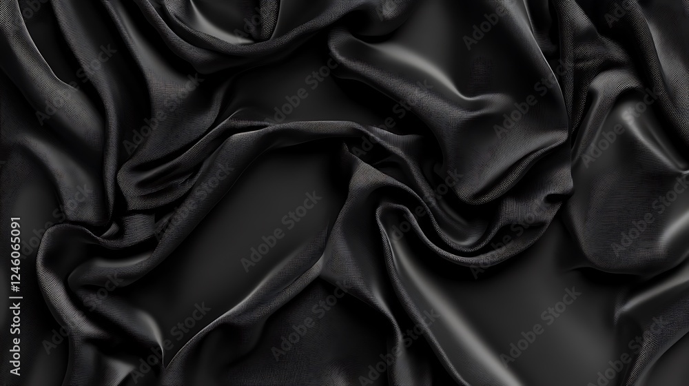 Fototapeta premium Black silk fabric texture background (1)
