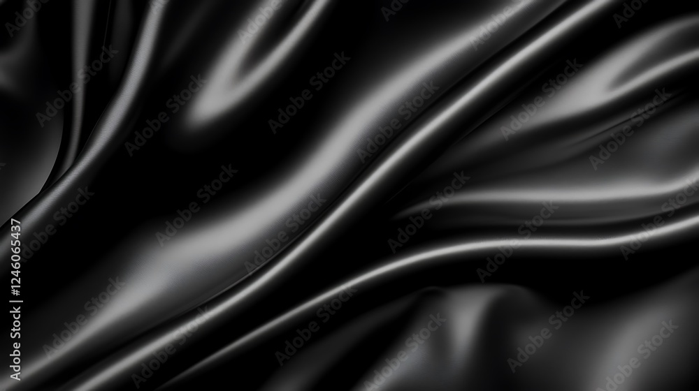 Black silk fabric texture, elegant waves Black silk fabric texture, elegant waves