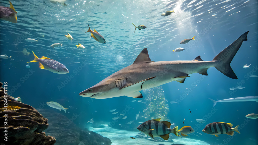 Obraz premium Set of shark and fish