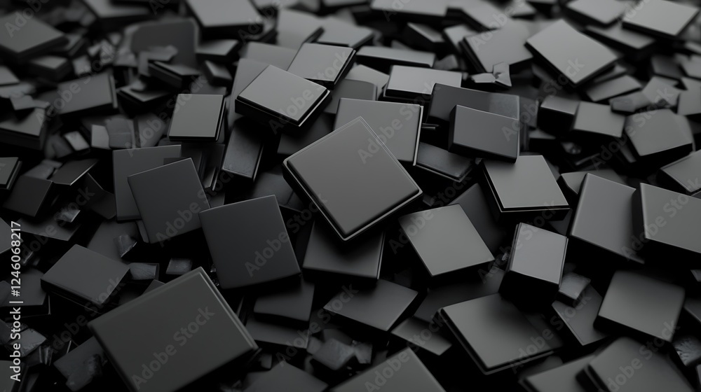 Fototapeta premium Black square pile, abstract background