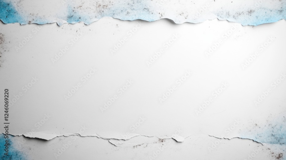 Ripped White Paper Frame With Light Blue Edges and Speckled Texture Ripped White Paper Frame With Light Blue Edges and Speckled Texture