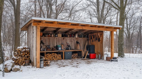 Wallpaper Mural Rustic Wooden Shed in Winter Wonderland Torontodigital.ca