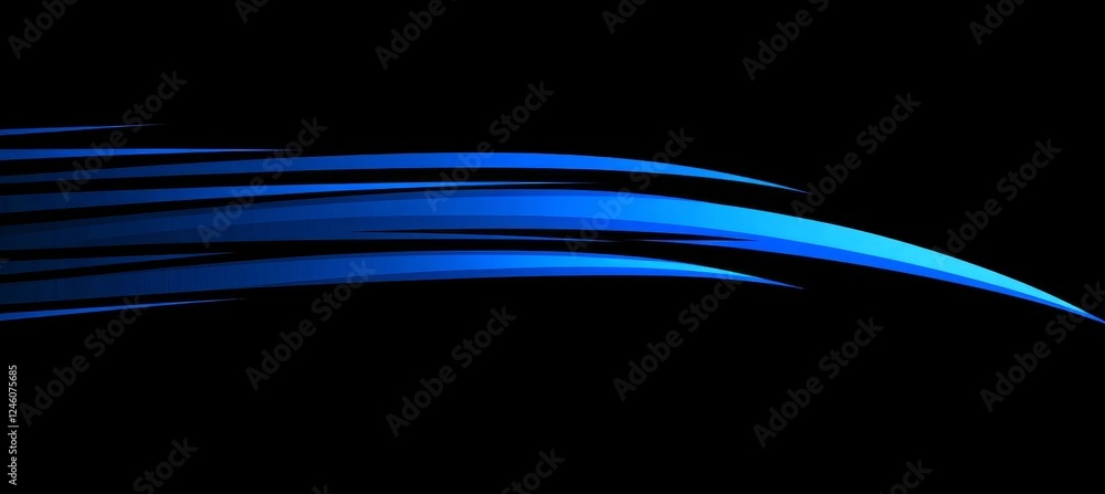 Fototapeta premium Abstract Blue Streak on Black Background Dynamic Motion Lines in a Sleek and Modern Design