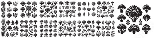broccoli silhouette vector set